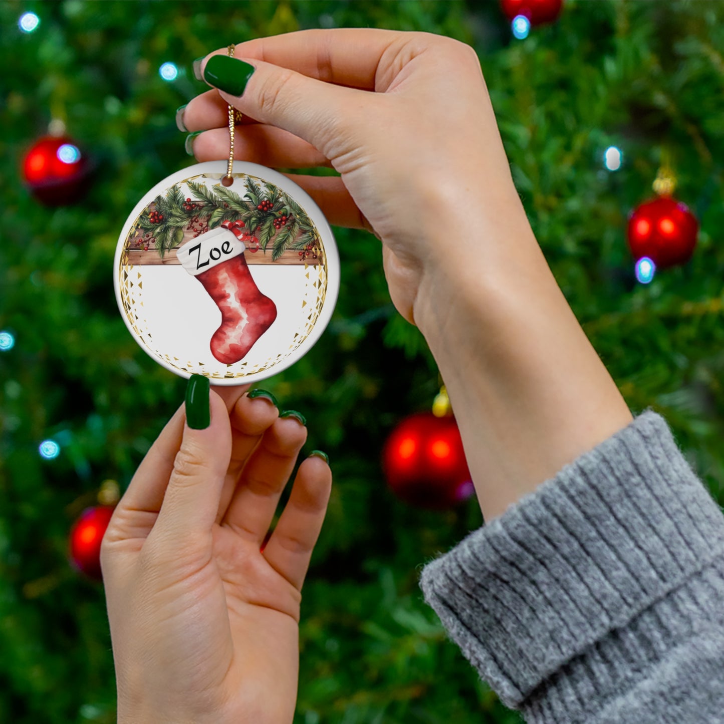 Personalized Ceramic Ornament. Santa's Boot🎄🎅