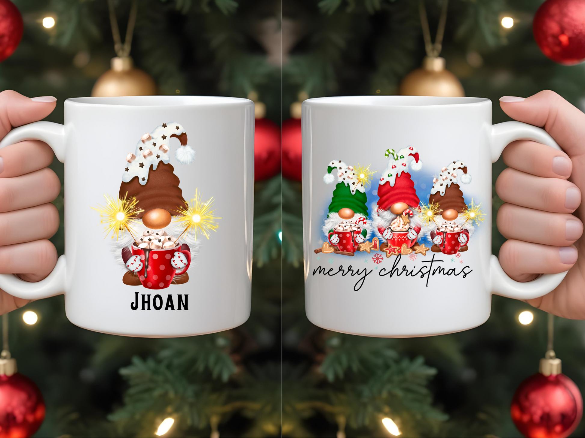 Gnome-ly Wonderful: Personalized Ceramic Christmas Mugs (11oz, 15oz) - Shopping Queens MG 🎅🏼☕️