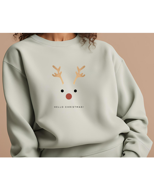 Christmas sweatshirt, reindeer face, minimalist, astetic, sober, special for Christmas