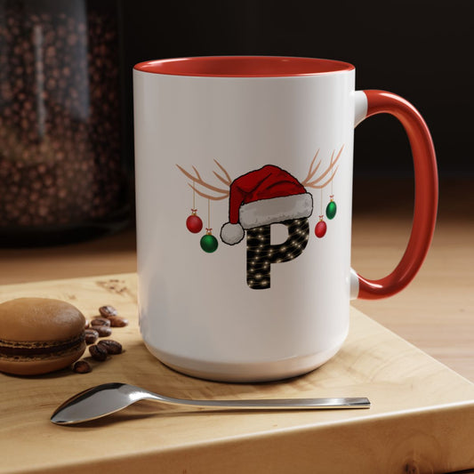 Personalized Christmas mug with your initial, double-sided printed (11 oz, 15 oz)🎄✨- Shopping Queens MG